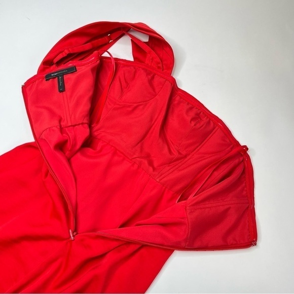 Bcbgmaxazria Palais Red Bow Pleated One Shoulder Sexy Silky Crepe Mini Dress - Picture 12 of 15